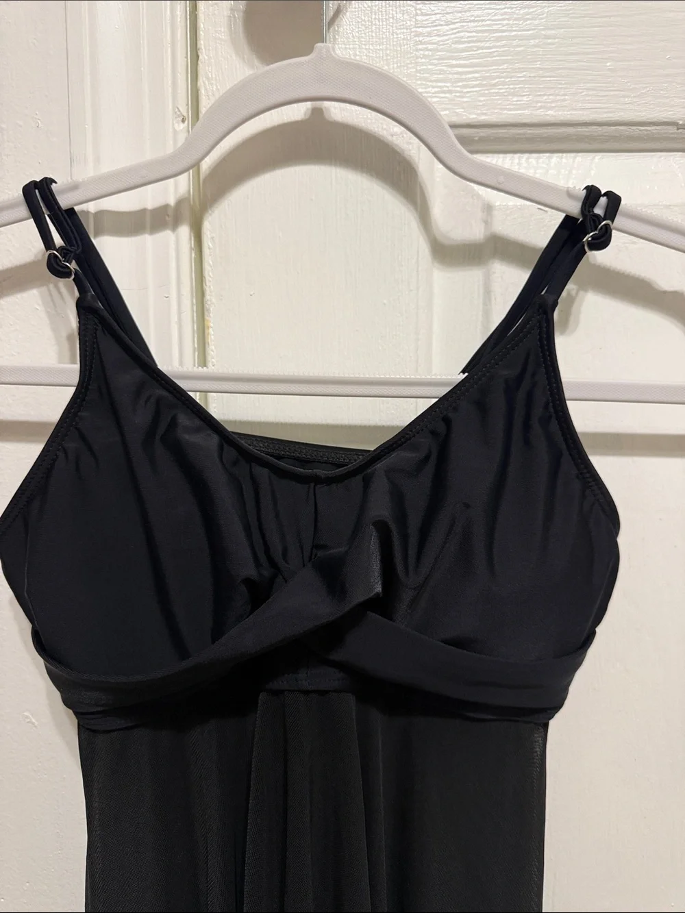 SHEIN Black Chiffon Overlay Swimdress